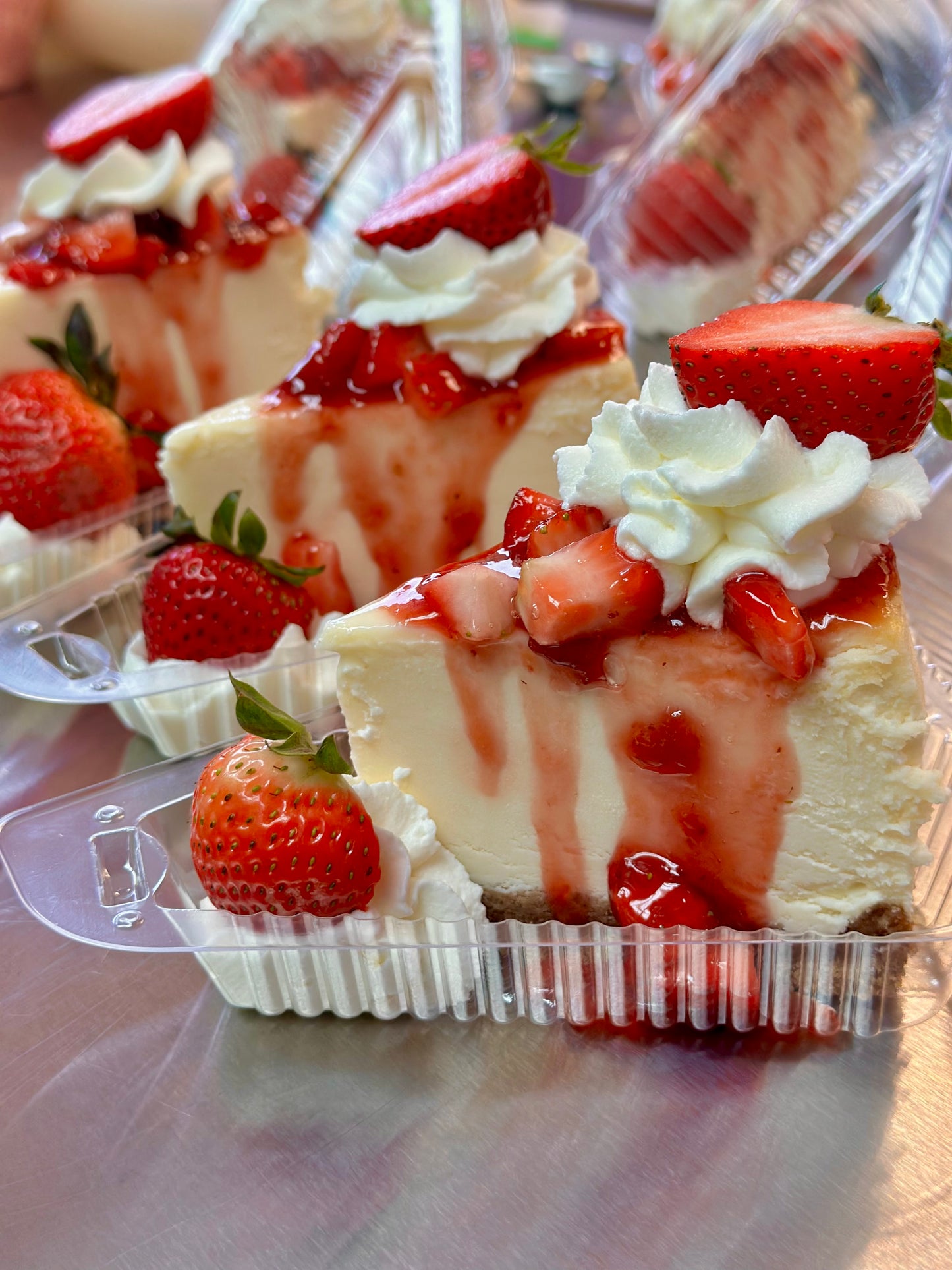 Classic Cheesecake Slice w/ Fresh Strawberries