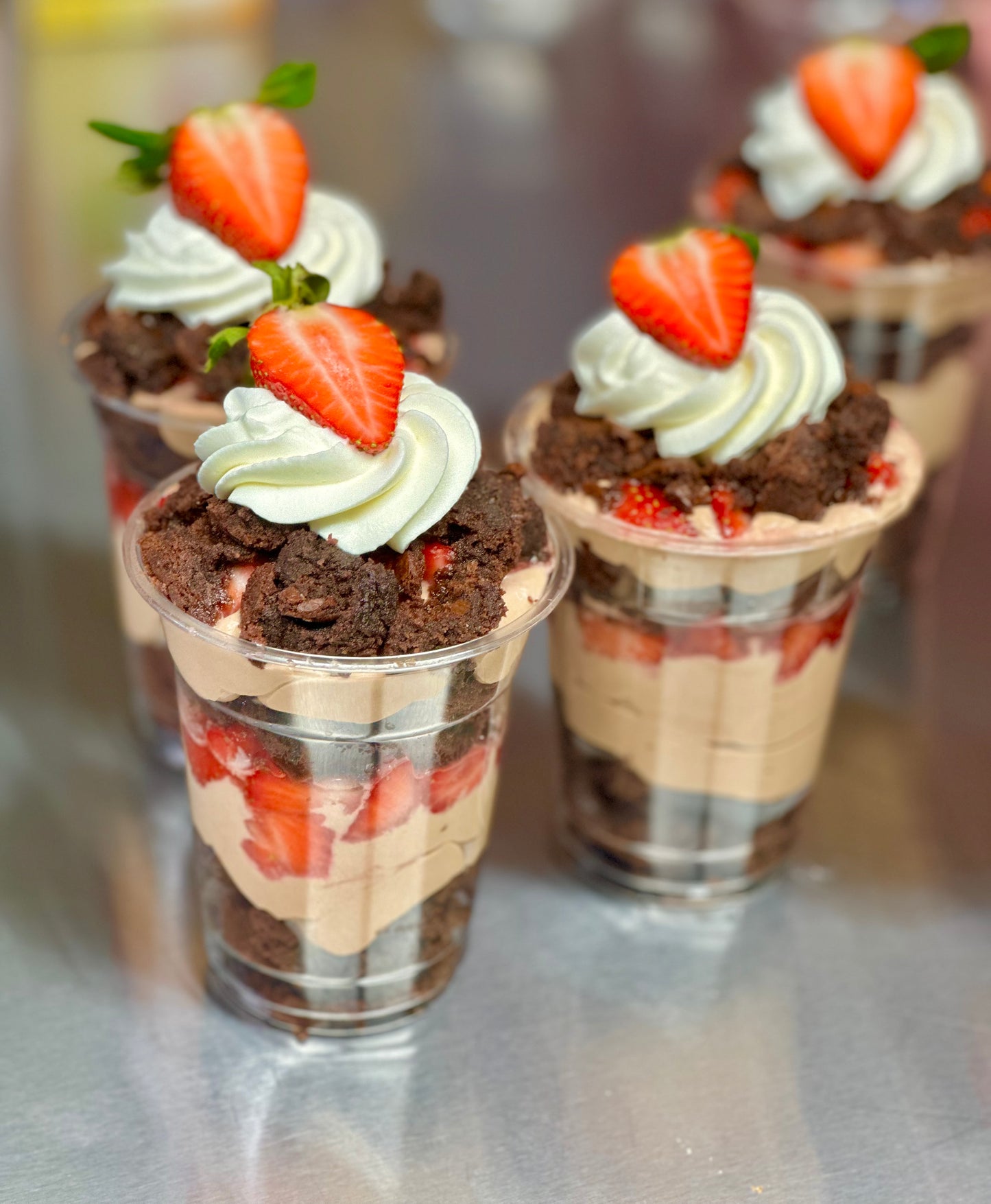 Brownie Chocolate Cheesecake Strawberry cup
