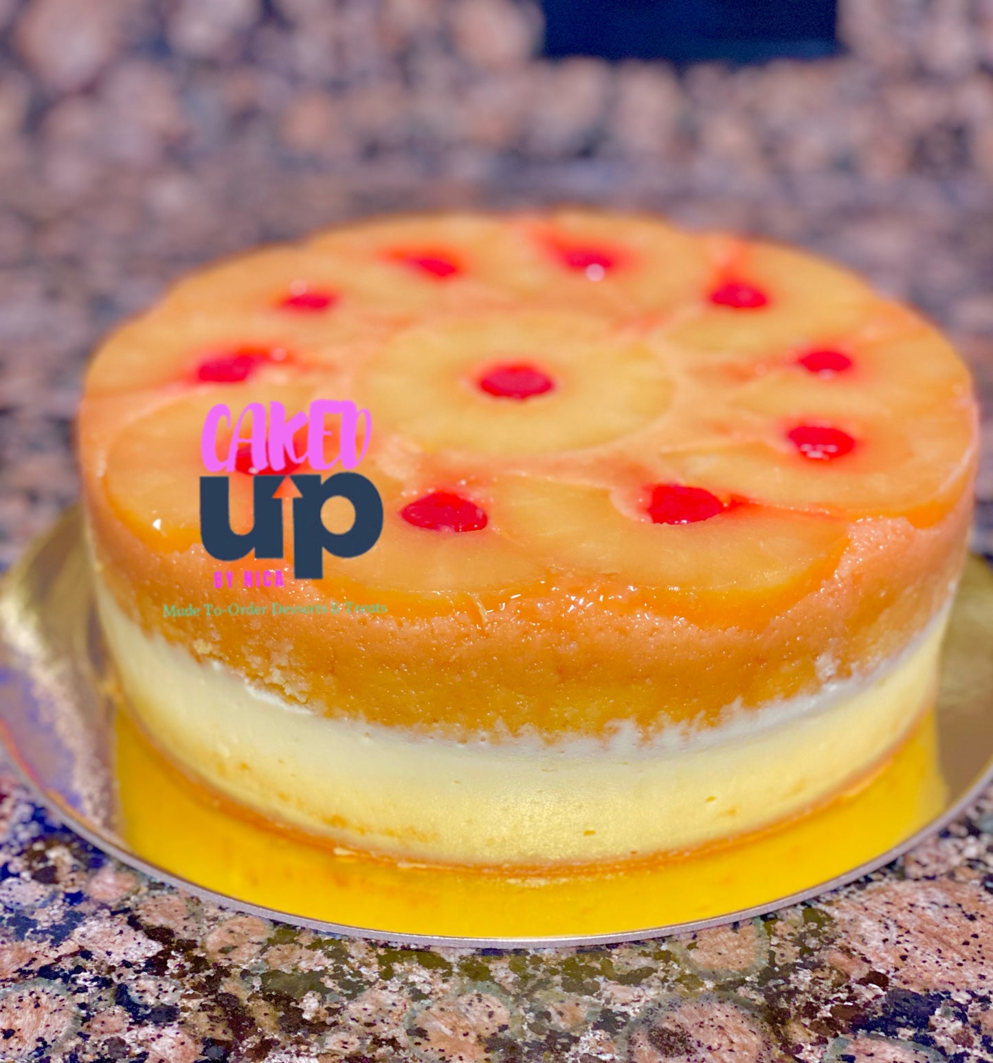 Pineapple Upside Down Cheesecake Slice