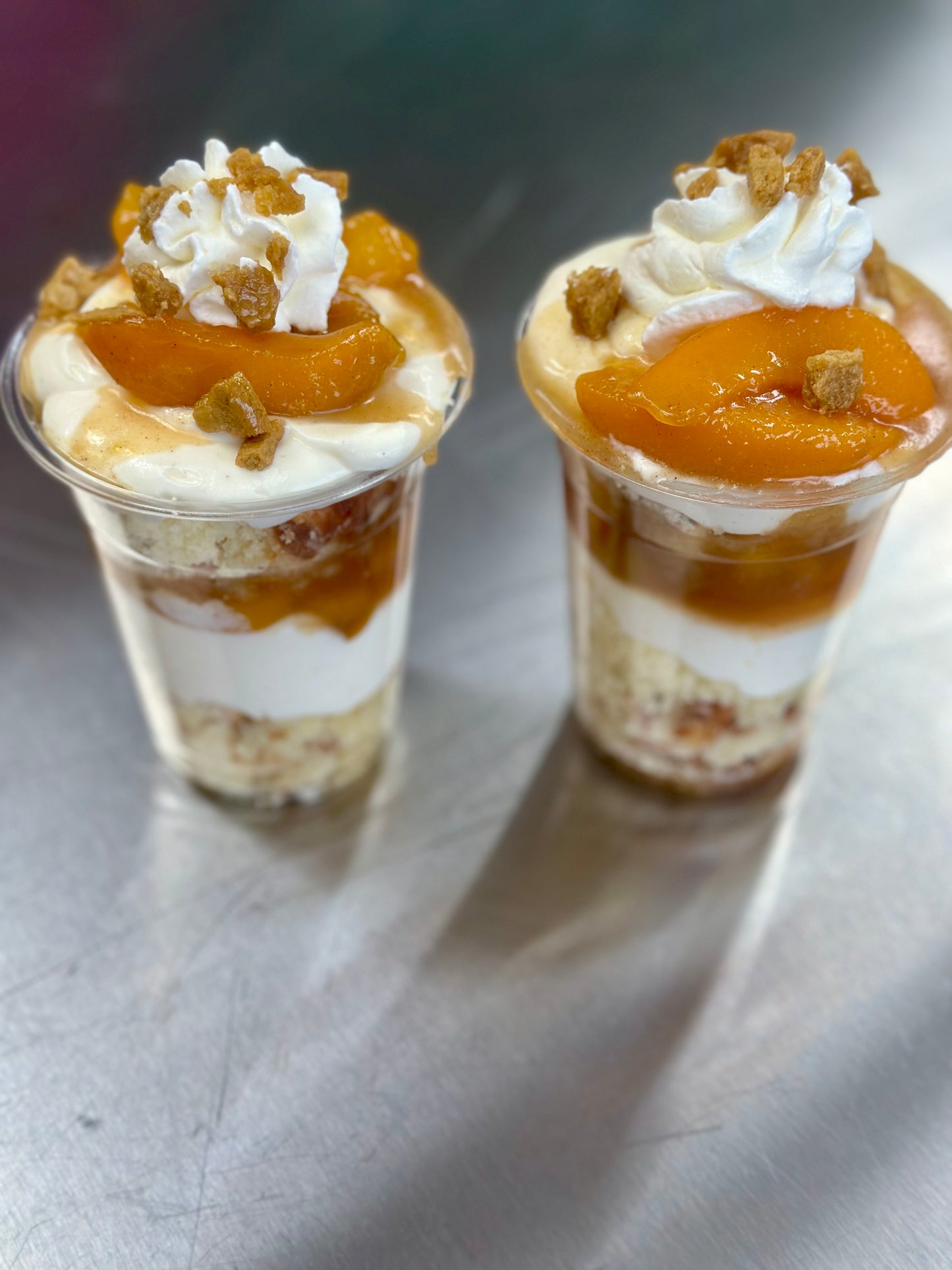 Peach Cobbler Cheesecake Cake Cup