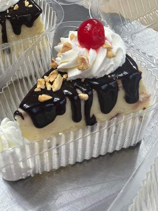 Hot Fudge Sundae Cheesecake Slice