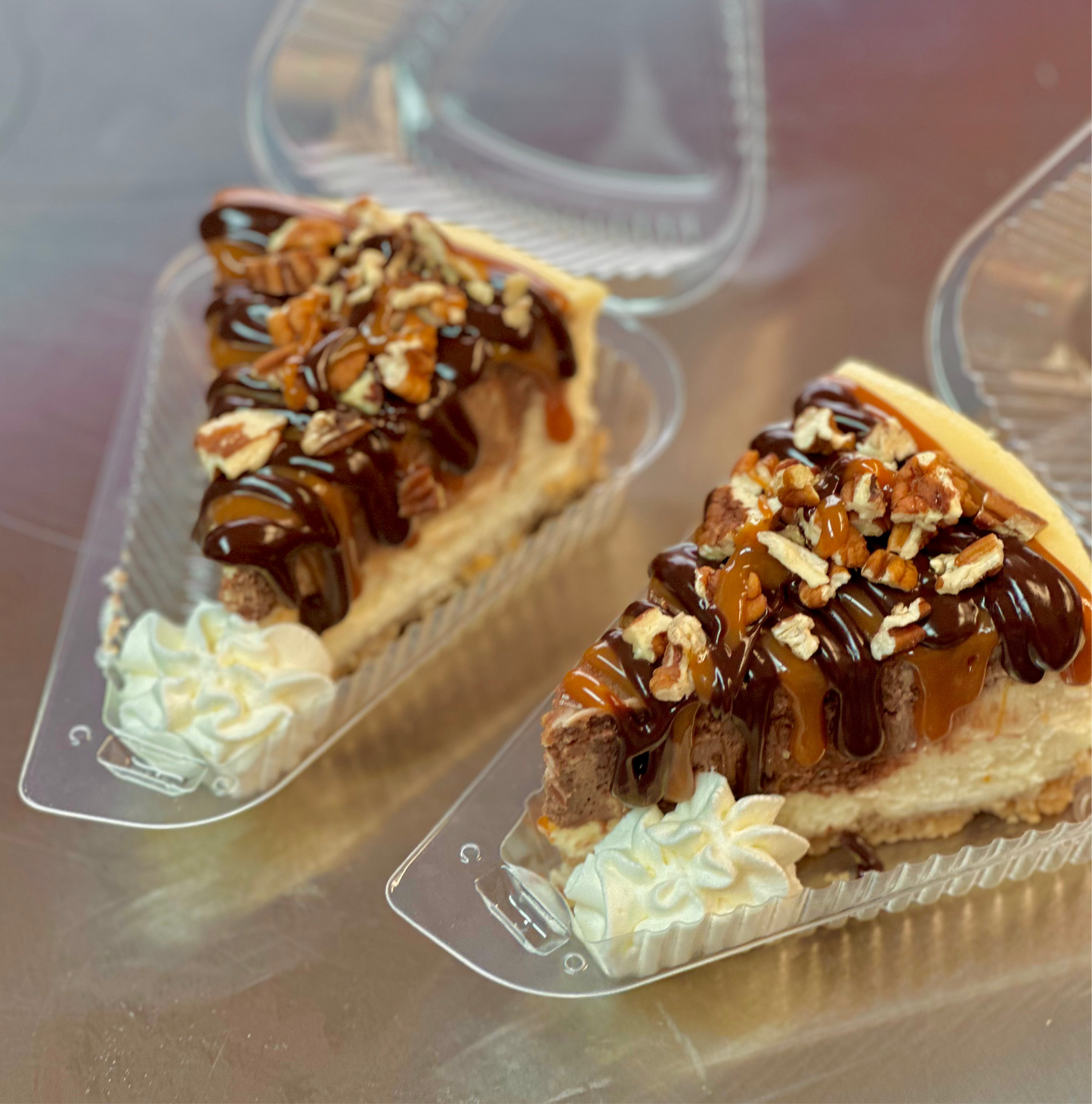 Turtle Pecan Cheesecake Slices