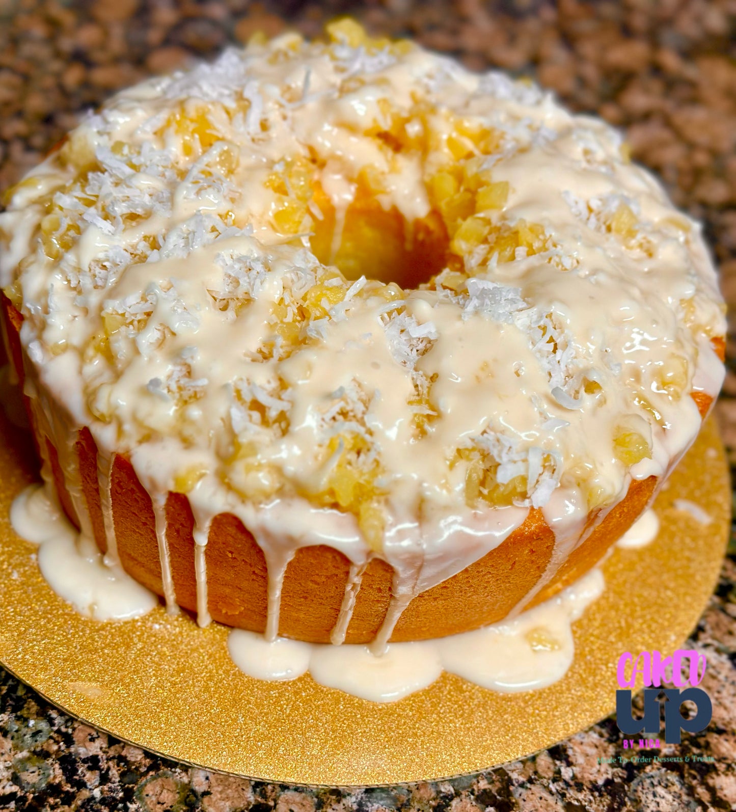 Pineapple Coconut Pound Cake Slice